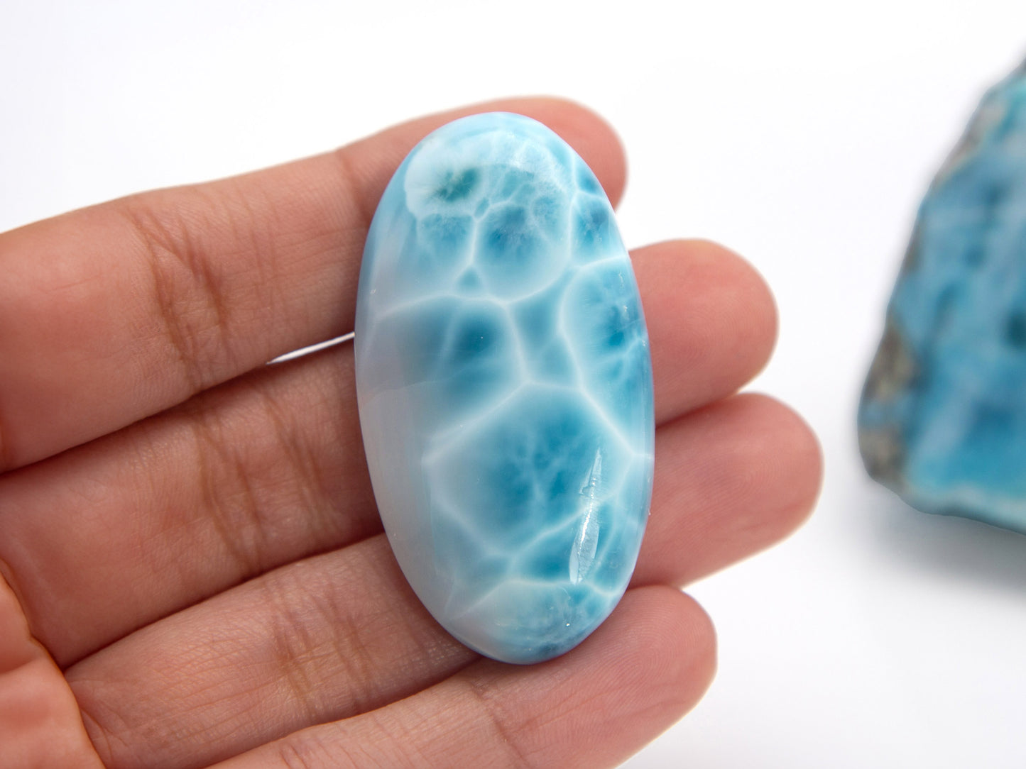 Deep Blue Larimar Palm Stone Cabochon, AAAA Larimar, Turtleback Larimar Stone, Dominican Larimar, Larimar pendant, Larimar Crystal