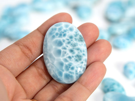 Larimar Palm Stone Cabochon, Sol