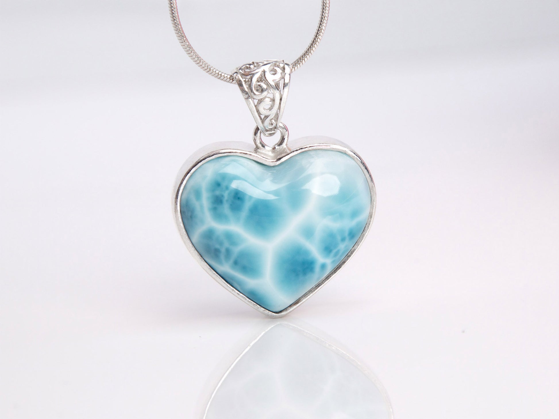 Larimar Heart Pendant Necklace, Larimar Heart, Larimar Heart jewelry, Larimar necklace, Heart pendant necklace, AAAA Larimar, Heart stone