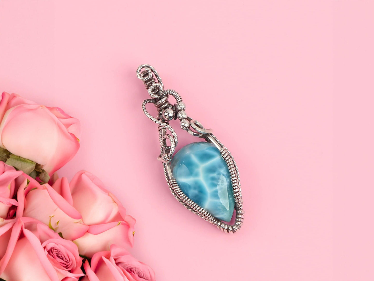 Larimar Silver Pendant, Carey