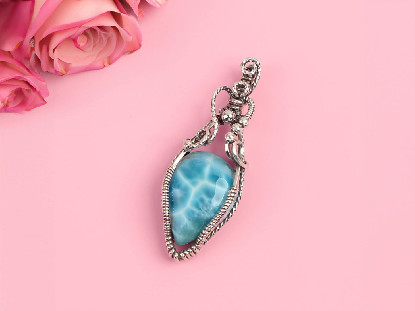 Larimar Silver Pendant, Carey