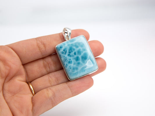 Larimar Pendant, Larimar Stone, Larimar jewelry, Gift for her, Larimar necklace, Statement necklace, March birthstone