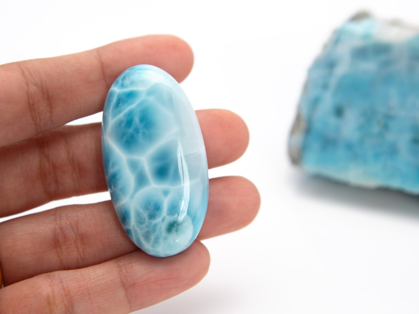 Deep Blue Larimar Palm Stone Cabochon, AAAA Larimar, Turtleback Larimar Stone, Dominican Larimar, Larimar pendant, Larimar Crystal