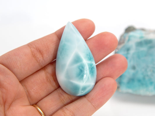 Teardrop Larimar Cabochon Palm Stone, AAAA Larimar Stone, Premium Larimar, Pear Larimar, Healing stone, Larimar pendant