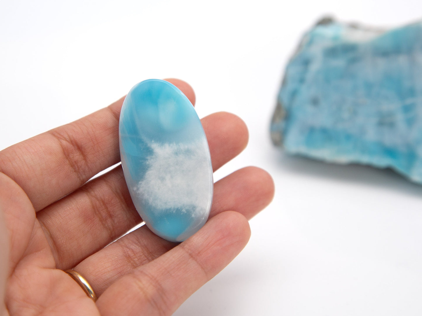 Larimar Palm Stone, Cabochon, Malta