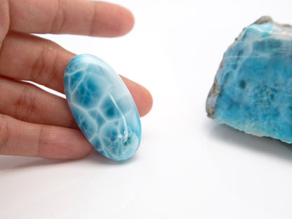 Deep Blue Larimar Palm Stone Cabochon, AAAA Larimar, Turtleback Larimar Stone, Dominican Larimar, Larimar pendant, Larimar Crystal