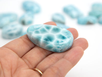 Larimar Palm Stone. Cabochon, Julia