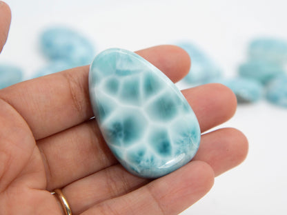 Larimar Palm Stone. Cabochon, Julia