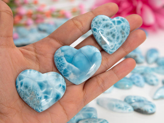 Double-sided Larimar Hearts