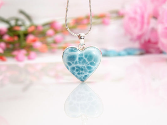 Larimar Heart Pendant, Elena