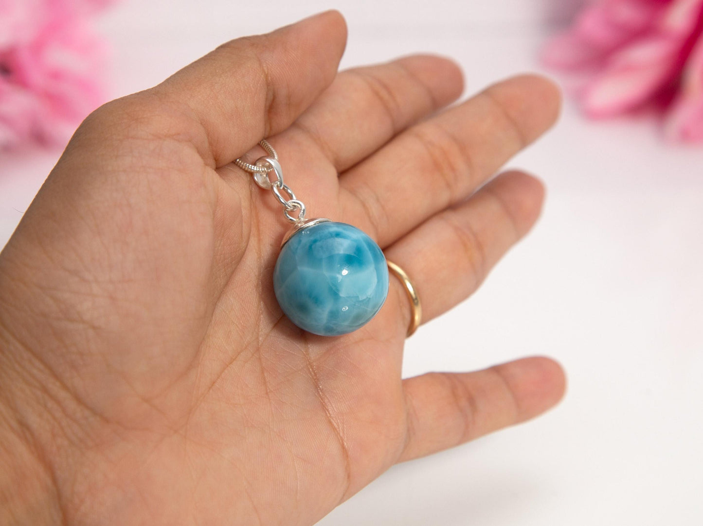 Larimar Sphere Pendant, Paula