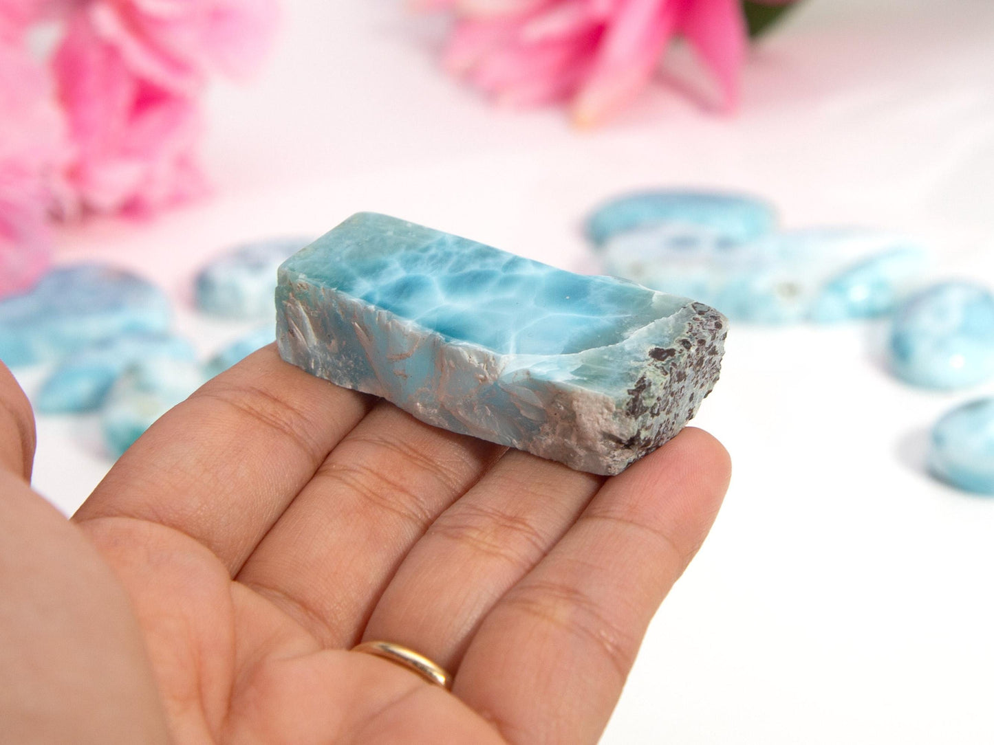 Deep Blue Larimar Stone Slab Chunk, Kosta