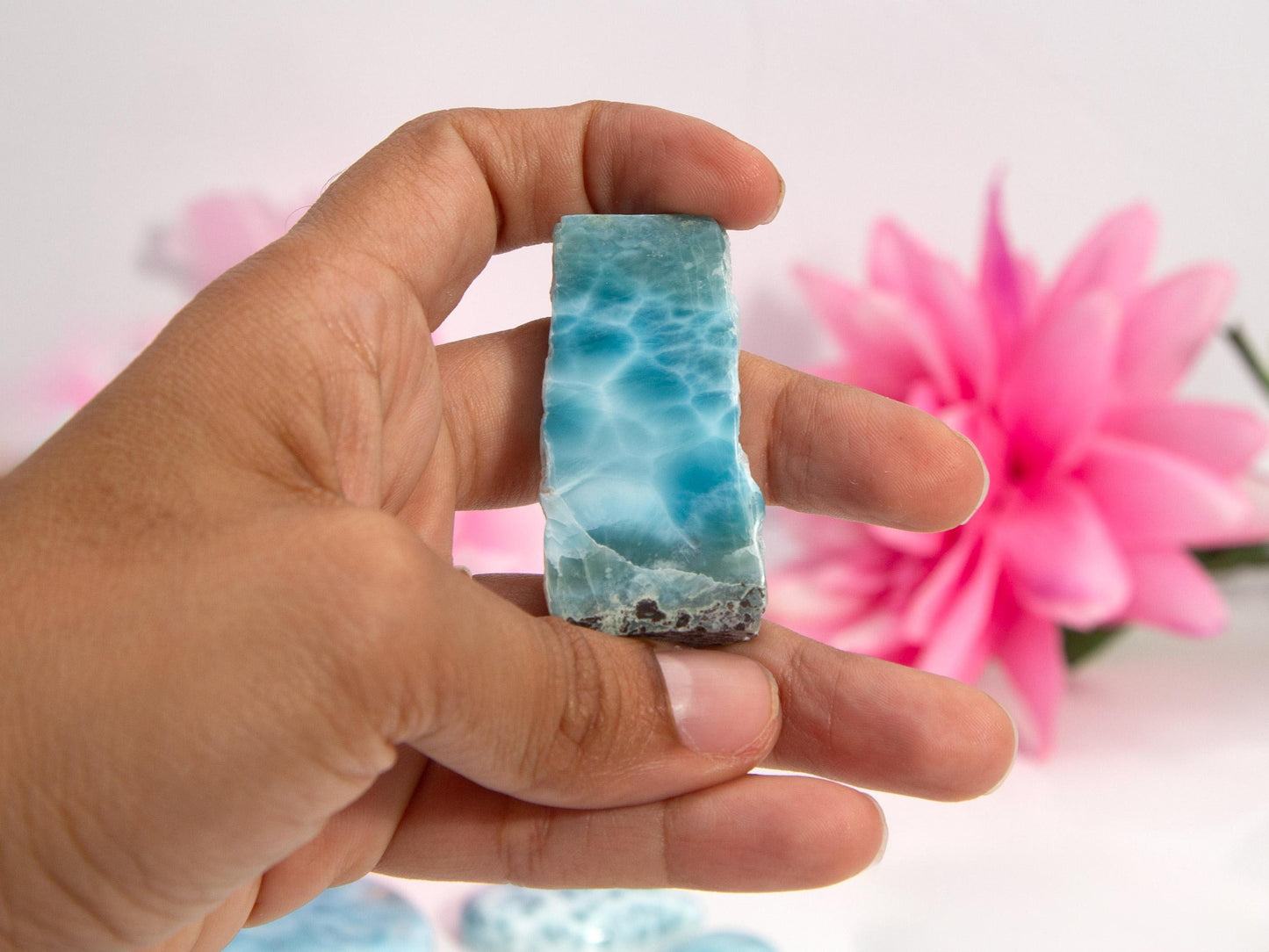 Deep Blue Larimar Stone Slab Chunk, Kosta