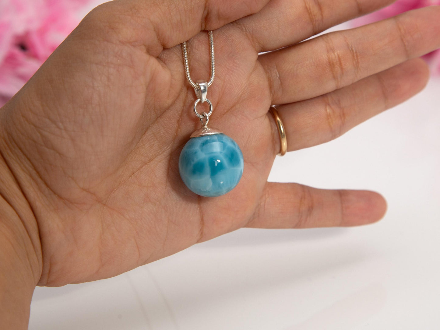 Larimar Sphere Pendant, Paula