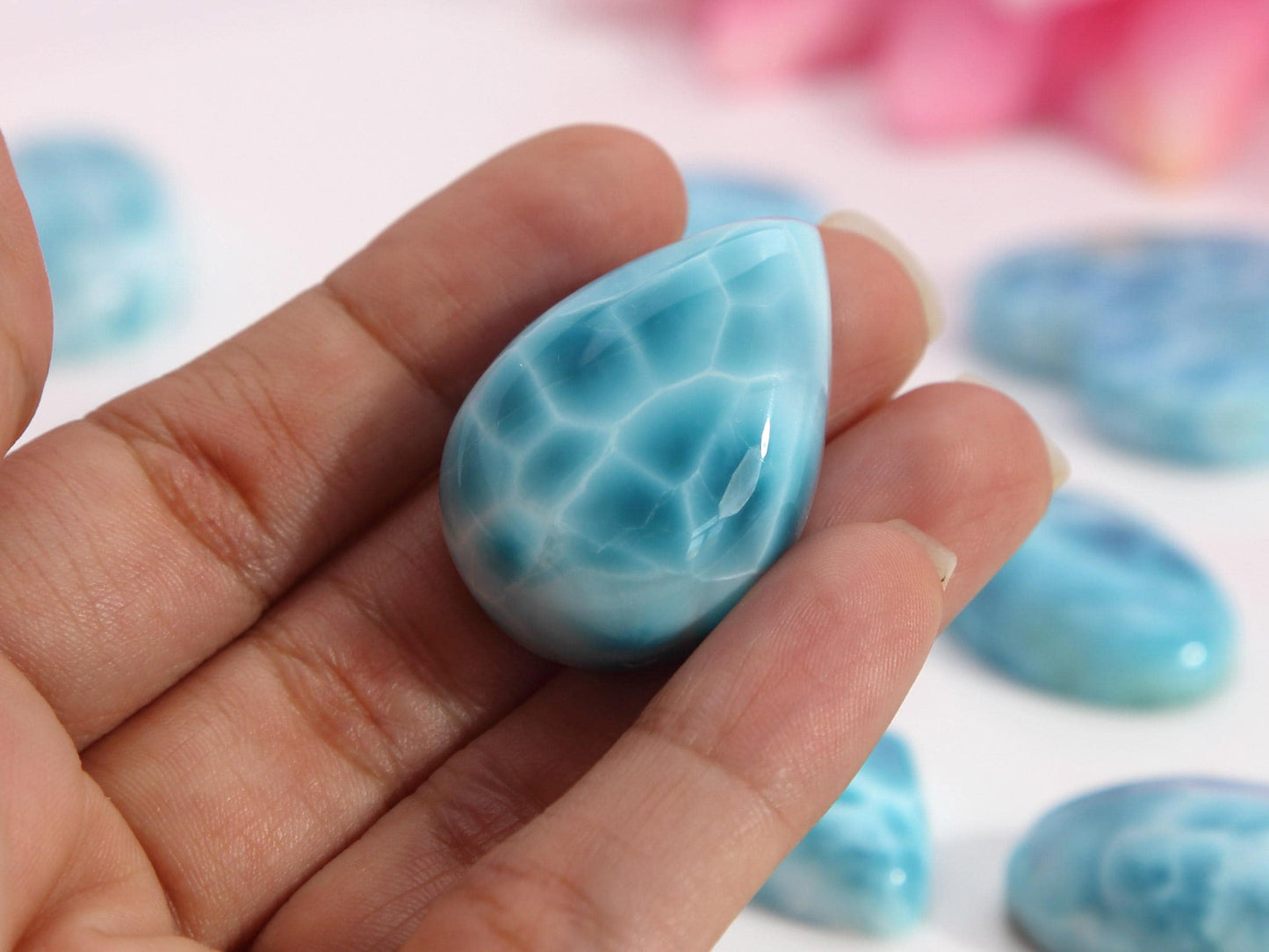 Larimar Teardrop Stone, Aura